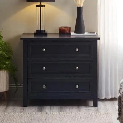 Image of Julian Bowen Maine 3 Drawer Wide Chest, Anthracite, Engineered Wood, One Size