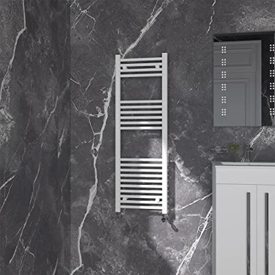 Image of NRG Gloss White Straight Central Heating Towel Rail Bathroom Heated Rad Radiators Ladder Warmer 1200x400mm
