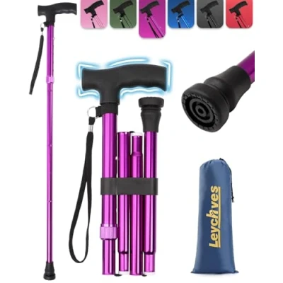 Image of Walking Sticks for Women Folding Adjustable Stick Collapsible Canes Elderly, Ladies And Men (Purple)