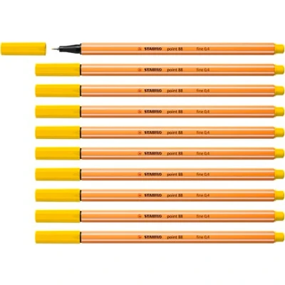 Image of Fineliner STABILO point 88 Pack of 10 Lemon Yellow