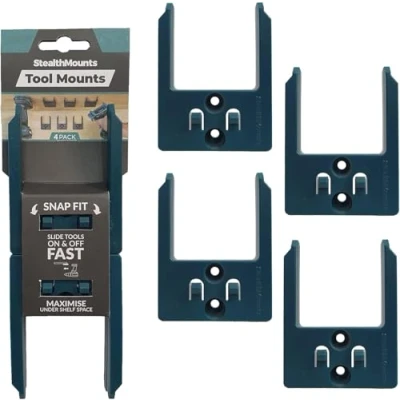 Image of StealthMounts Tool Mounts for Makita 40v Cordless Holders Power Tools 4 Pack Blue Organisers