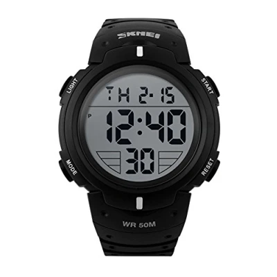 Image of Mens Military Digital Sport Watch With Fashion Design Electronic LED Display Waterproof White
