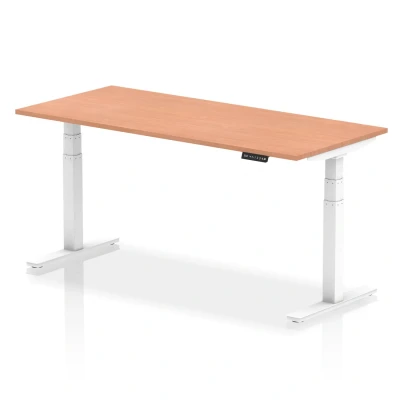 Image of Air 1800/800 Beech Height Adjustable Desk With White Legs HA01024
