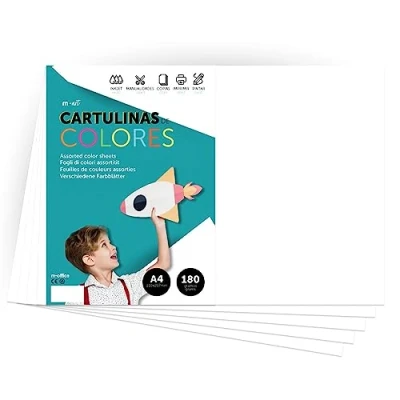 Image of A4 Colour Card Intense Colours 180g Sheets for Crafts, Printing Your Documents and Creative Designs m office (25 Sheets, White)