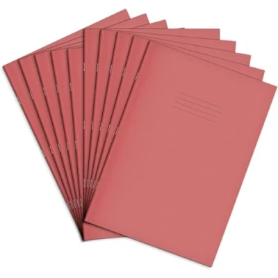 Image of Rhino A4 Exercise Book 80 Page, Pink, 8mm Ruled &amp; Margin Pages (Pack 50)