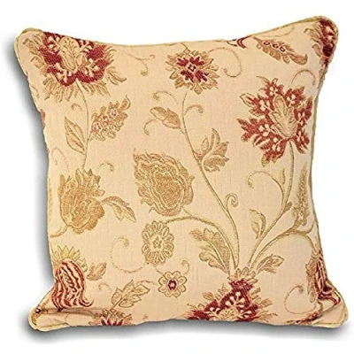 Image of Riva Paoletti Zurich Cushion Cover Champagne Cream Decorative Floral Jacquard Design Piped Edges Reversible 100% Polyester 45 x 45cm (18&quot; 18&quot; inches) Designed in the UK
