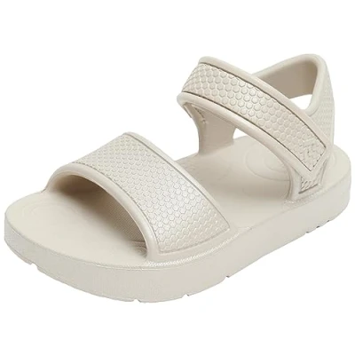 Image of Fitflop Boy&#039;s Unisex Kids Iqushion Sandal with Backstrap Solid Flip Flop, Silver, 6 UK Child