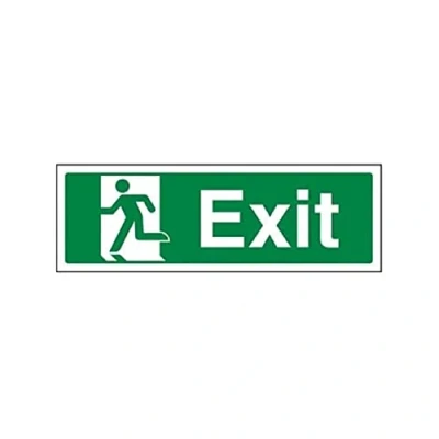 Image of VSafety Final Exit Man Left Sign Landscape 300mm x 100mm 1mm Rigid Plastic