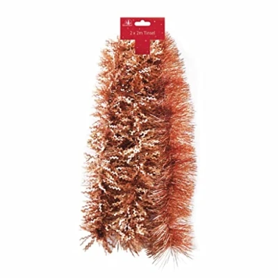 Image of Tallon 7163 Festive Wonderland Xmas Christmas Shiny Fine Cut &amp; Matt Zig Zag Tinsel 12M Copper