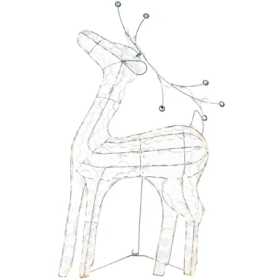 Image of WeRChristmas Pre Lit 2D Crystal Reindeer Christmas Decoration, 80 Warm White LEDs, Gold, 79 cm