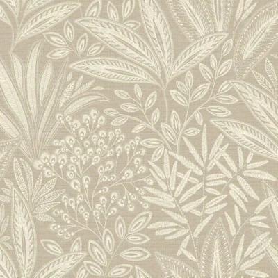 Image of Sahara Leaf Natural Beige Wallpaper Botanical Leaves Naturistic Stylish Modern Luxury Textured Feature Wall