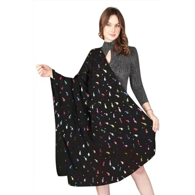 Image of London Scarfs Women s Giraffe Print (Glitter Black)