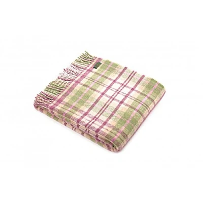 Image of Tweedmill Textiles 100% Pure New Wool Sofa Throw Blanket Cottage Pink
