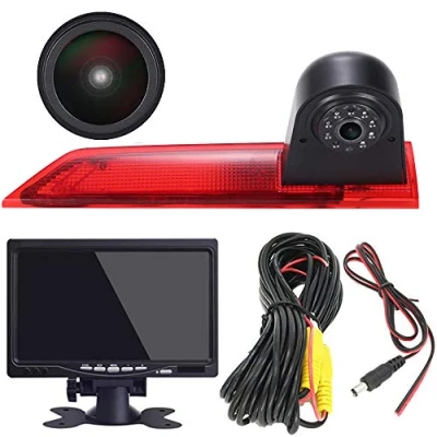 Image of HD IP68 1280 Pixels Reversing System Brake Light Camera Van Roof Parking Aid with Angle Adjustable IR Night Vision Compatible F o r d Transit Custom +7 Inch Monitor