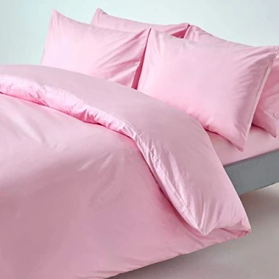 Image of HOMESCAPES Pink Pure Egyptian Cotton Duvet Cover Set Single 200 TC 400 Thread Count Equivalent Pillowcase Included Quilt Bedding