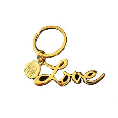Image of OEM Sex and the City Love Keychain Keyring Keyfob Gold Tone