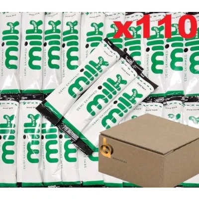 Image of 110x Semi Skimmed UHT Milk 10ml Individually Wrapped Sticks Portions Sachets Lakeland