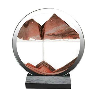 Image of Rotating Sand Pictures Dynamic 3D Natural Landscape Flowing Picture Moving Painting Art With Wooden Base For Hotel, Restaurant, Bar, Bedroom (7 Inch)