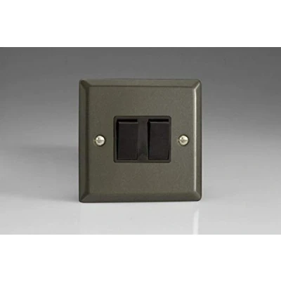 Image of XP77B 2 Gang Intermediate 10A Light Switch Classic Graphite 21 Black Inserts