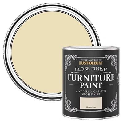 Image of Rust Oleum Cream Furniture Paint in Gloss Finish Clotted 750ml