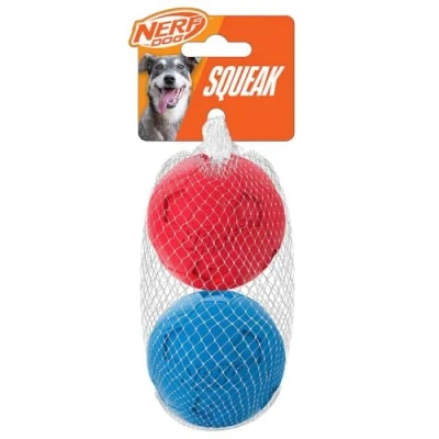 Image of Nerf Dog (2 Pack Soccer Squeak Ball Toy, Red/Blue, Small