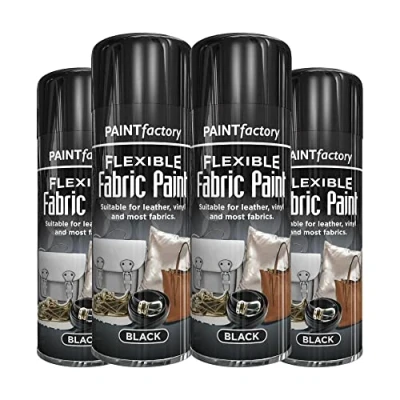 Image of Classic Signature 4 x Flexible Fabric Black 200ml Spray Paint Leather Vinyl Textile Clothes Fast Drying