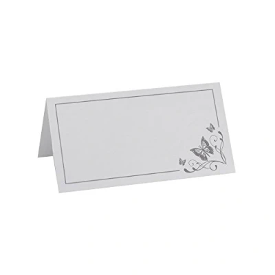 Image of Neviti Elegant Butterfly Place Cards, Paper, Silver, 9.5 x 5 0.2 cm