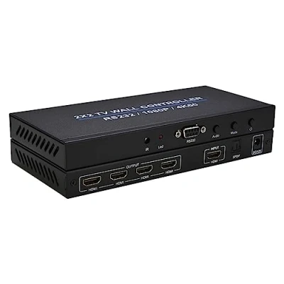 Image of 4 Channel TV Video Wall Controller,2x2 Controller Processor 2x2 1x3 1x2 1x4 4x1 3x1 2x1 HD DVI VGA USB 1080P 60Hz Splicing Screen