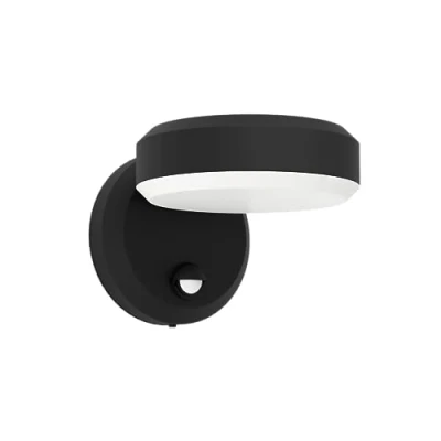 Image of Eglo LED Outdoor Wall Light Fixture Fornaci, External Porch Lighting with Motion Detector and Twilight Sensor, Outside Downlight, façade lamp, Black Metal White Plastic, Warm White, IP44