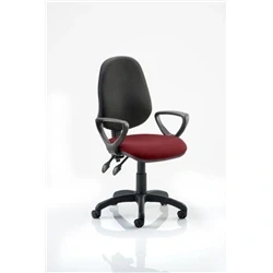 Image of Eclipse Plus II Lever Task Operator Chair Black Back Bespoke Seat with Loop Arms In Ginseng Chilli