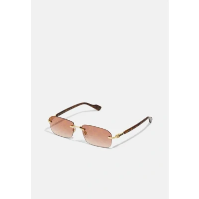 Image of Gucci Street GG Narrow Rimless Metal Sunglasses Unisex goldcoloured/yellowred, Size: 56, Gold coloured/yellow red