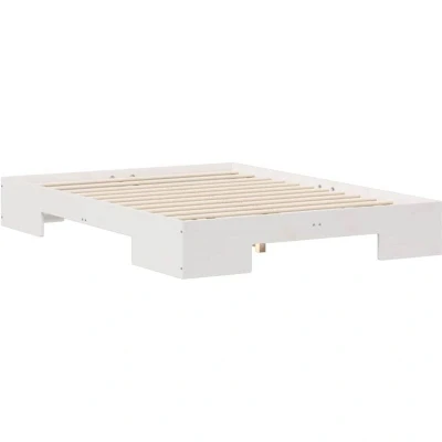 Image of Floor Bed Frame with Storage White 120 x 200 cm Solid pine wood Vidaxl
