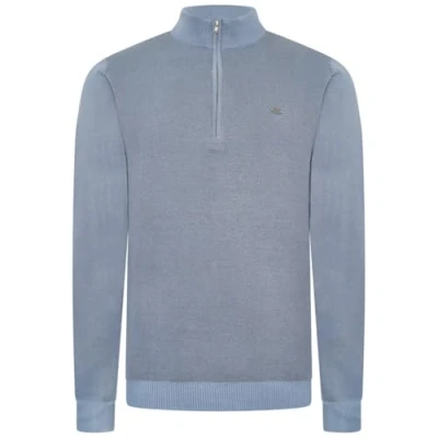 Image of KAM 1/4 Zip Top Long Sleeve Knitted Casual Jumper Mens Plus Size 2XL 8XL 94 (UK, Alpha, XXL, Plus, Regular, Powder Blue)
