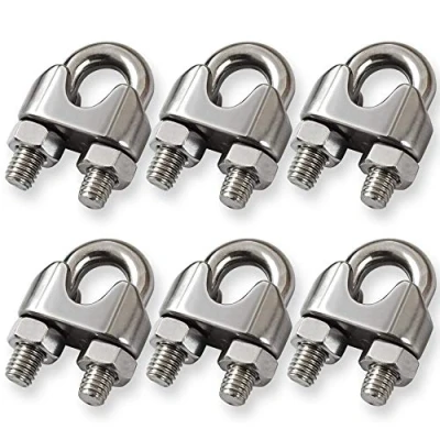 Image of Cozihom 3/8 Inch M10 Wire Rope Cable Clip Clamp, 304 Stainless Steel, U Bolt Saddle Fastener, Pack of 6