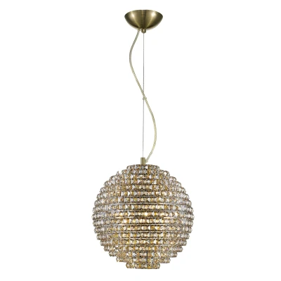 Image of Nord 5 Light Ceiling Fitting Antique Brass with Clear Crystal Finish CFH608241/L/AB