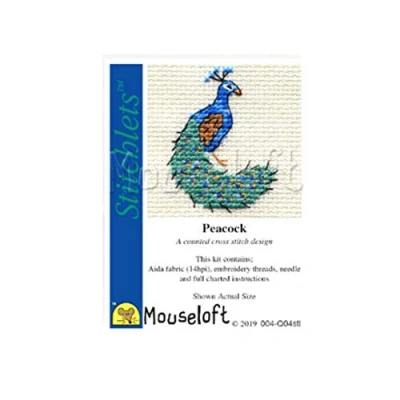 Image of Mouseloft Stitchlet Peacock mini counted cross stitch kit