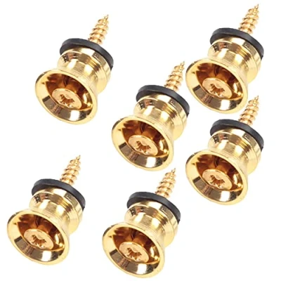 Image of HREDZEO Guitar Strap Locks,6 PCS Buttons Metal Straplocks Anti stripping Quick Release Bass Locks with Mounting Screws for Electric Acoustic Replacement
