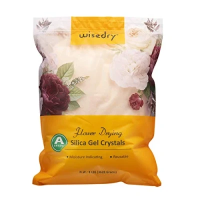 Image of wisedry Silica Gel for Drying Flowers 8 LBS (3.6KG), Fine Crystals&lt; 1mm, Color Indicating Desiccant, Reusable Sand