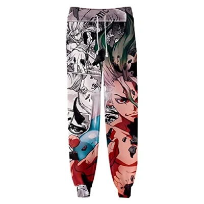 Image of XSLGOGO Unisex Anime Dr. Stone Trousers Asagiri Gen Sweatpants Senkuu Graphics Elastic Waist Harem Pants with Drawstring