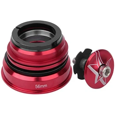 Image of Bike Front Fork Stem Headset 44mm 56MM Aluminium Alloy Bearing Set MTB Mountain Road Bicycle Replacement(Red 44/56MM)