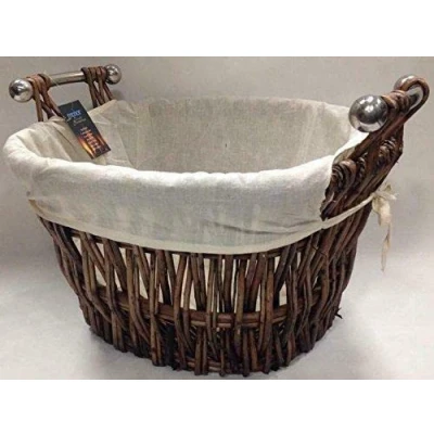 Image of Manor Fireside Quality Bampton Fireplace Willow Log Carrying Basket With Liner 1338L