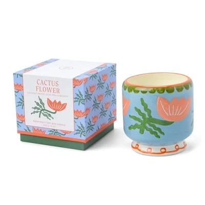 Image of Paddywax Scented Candles Dopo Hand Painted Ceramic Luxury Artisan Candle, 226g, Flower Cactus