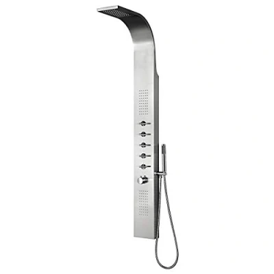 Image of Milano Niagara Modern Exposed Thermostatic Shower Tower Panel with Rainfall Head, Body Jets, Hand Handset and Waterblade Function Chrome