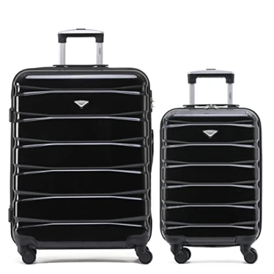 Image of Flight Knight Set of 2 Premium Suitcases Extra Stong Lightweight Luggage Hardcase with 4 Wheels &amp; Built in Lock (Set S+M)
