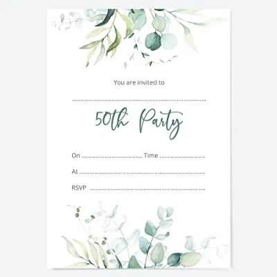 Image of Dotty about Paper 50th Birthday Invitations Eucalyptus Bouquet Pack of 10 (26 0073)