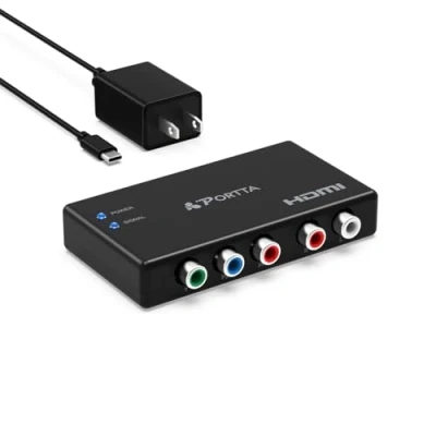Image of Component to HDMI Converter, Portta YPbPr RGB + R/L Audio Converter v1.3 Support 1080P 24bit 2 Channel LPCM for HDTV PS3 PS4 HDVD Player Wii XBOX and More