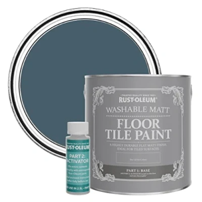 Image of Rust Oleum Blue Washable Matt Floor Tile Paint Blueprint 2.5L