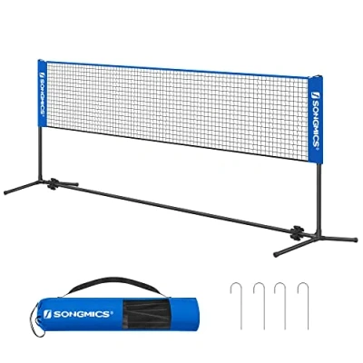 Image of SONGMICS 4 m Badminton Net, Volleyball Adjustable Height Poles Portable Set for Tennis, Beach Volleyball, Garden, Park, Outdoor, Blue SYQ400