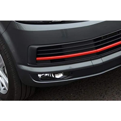 Image of Red Bumper Grille Trims To Fit T6 Transporter (2016+) 3 Piece