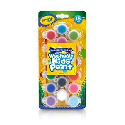 Image of CRAYOLA Washable Paints and Brush Assorted Colours (Pack of 18) Perfect for Any Arts &amp; Crafts Needs Easily Ideal Kids Aged 3+
